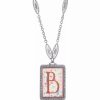 Best * 2028 Initial A-Z Floral Rectangle Necklace