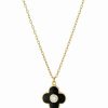 Clearance * Giani Bernini Clear Cubic Zirconia And Black Enameled Clover Pendant Gold Over Silver