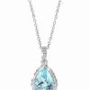 Online * Effy Collection Aquamarine (1-5/8 Ct. T.W.) & Diamond (1/4 Ct. T.W.) Halo 18 Pendant Necklace In 14K White Gold Aquamarine