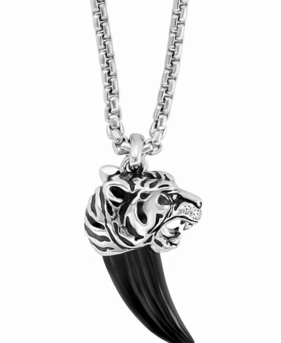 Best * Effy Collection Men'S Onyx Claw Tiger 22 Pendant Necklace In Sterling Silver Sterling Silver