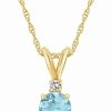 New * Macy'S Aquamarine And Diamond Accent Pendant Necklace (1/2 Ct.T.W) 14K White Gold Plated Or 14K Yellow Gold Plated