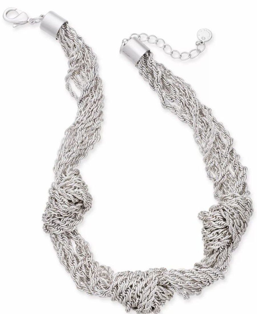 Online * Charter Club Silver-Tone Multi-Chain Knotted Statement Necklace, 17 + 2 Extender, Created For Macy'S Silver