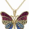 New * Giani Bernini Crystal Butterfly 18 Pendant Necklace In 14K Gold-Plated Sterling Silver, Created For Macy'S Multi