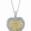 Hot * Effy Collection Yellow Diamond (3/4 Ct. T.W.) & White Diamond (3/8 Ct. T.W.) Heart Halo 18 Pendant Necklace In 14K Two-Tone Gold Two-Tone