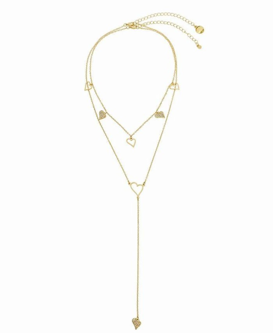 Best * Steve Madden Heart Y Necklace Set, 2 Pieces Crystal, Gold