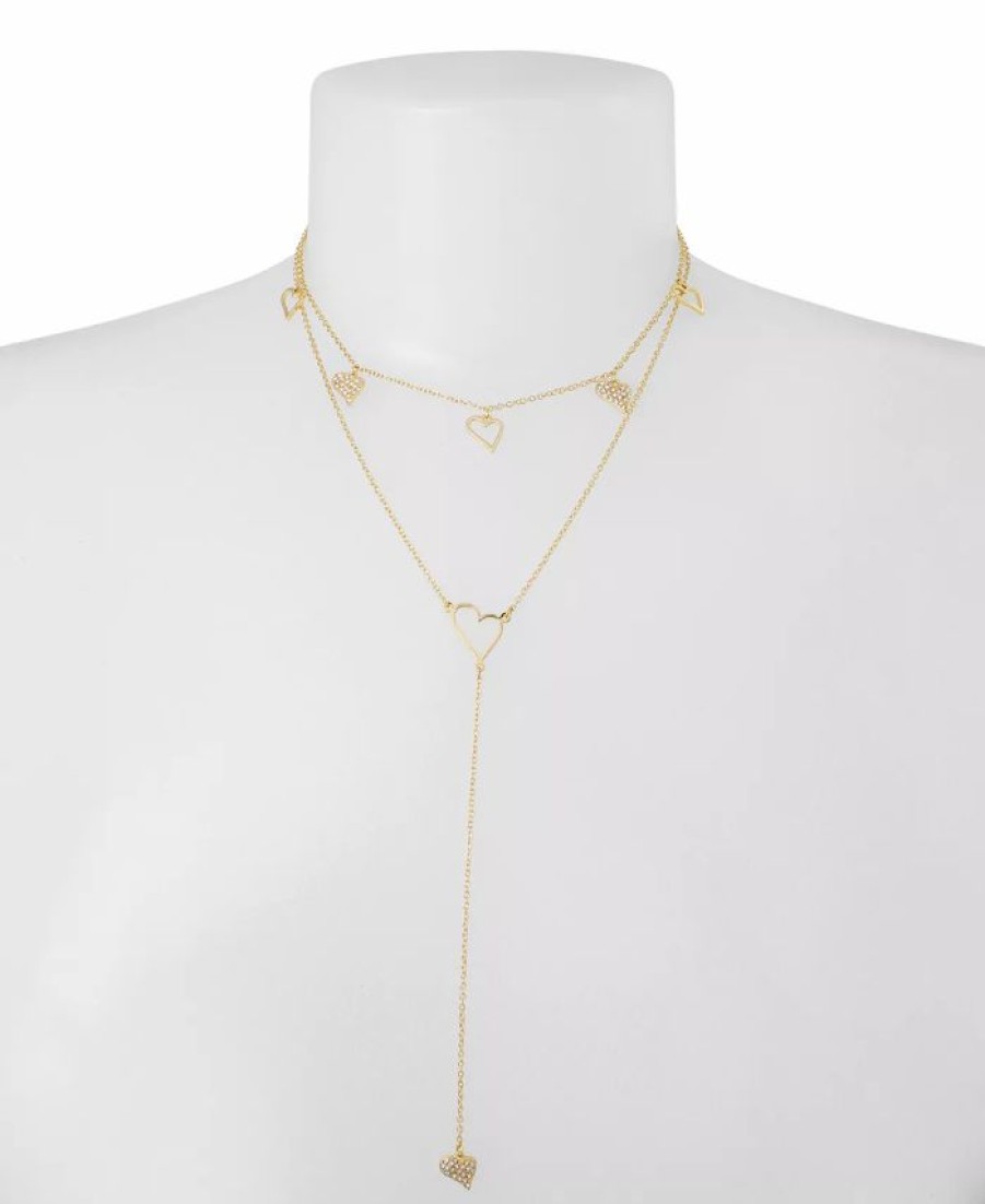 Best * Steve Madden Heart Y Necklace Set, 2 Pieces Crystal, Gold