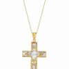 Hot * Macy'S Openwork Two-Tone Cross 18 Pendant Necklace In 10K Gold Yellow Gold