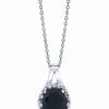 Online * Macy'S Onyx & Diamond (1/10 Ct. T.W.) Halo 18 Pendant Necklace In Sterling Silver Sterling Silver