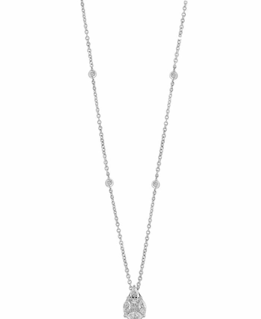 Best * Effy Collection Hematian Diamond Multi-Cut Teardrop 16 Pendant Necklace (1-1/2 Ct. T.W.) In 18K White Gold 18K White Gold