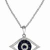 Online * Effy Collection Sapphire (1/4 Ct. T.W.) And Black And White Diamond (1/8 Ct. T.W.) Evil Eye Pendant In 14K Gold