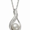 Best * Macy'S Cultured Freshwater Pearl (6-7 Mm) And Diamond Accent Pendant In Sterling Silver White