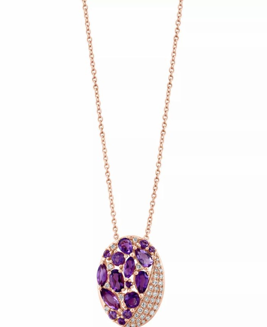 Online * Effy Collection Amethyst (1-7/8 Ct. T.W.) & Diamond (1/5 Ct. T.W.) Cluster 18 Pendant Necklace In 14K Rose Gold Amethyst