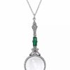 New * 2028 Silver Tone Brown And Hematite Magnifier 28 Necklace Green