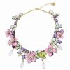 Online * Betsey Johnson Faux Stone Flower Cluster Collar Necklace Multi, Gold