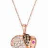 Hot * Le Vian Diamond (3/8 Ct. T.W.) & Ruby Accent Elephant 18 Pendant Necklace In 14K Rose Gold Rose Gold