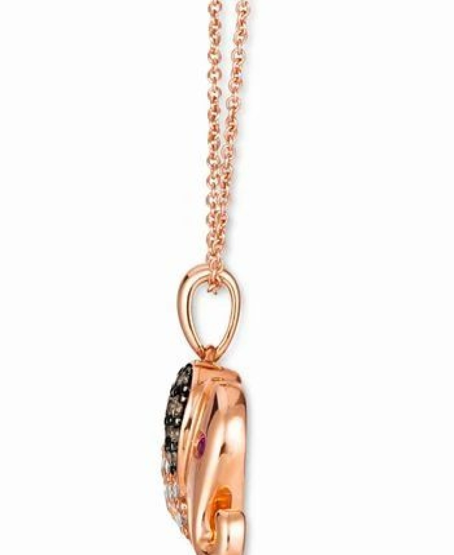 Hot * Le Vian Diamond (3/8 Ct. T.W.) & Ruby Accent Elephant 18 Pendant Necklace In 14K Rose Gold Rose Gold