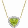 Online * Macy'S 10K Yellow Gold Plated Peridot And White Topaz Trillion Halo Necklace Peridot