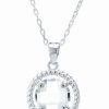 Clearance * Giani Bernini Round Crystal Pendant With 18 Chain In Sterling Silver. Available In Clear Or Blue