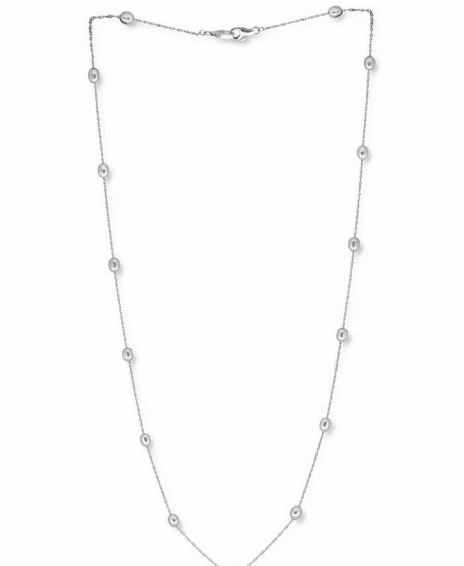 New * Effy Collection Gray Cultured Freshwater Pearl (5Mm) 24 Statement Necklace In Sterling Silver Sterling Silver