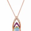 New * Le Vian Neopolitan Opal (3/4 Ct. T.W.), Passion Ruby Accent & Nude Diamonds (1/10 Ct. T.W.) 18 Pendant Necklace In 14K Rose Gold