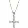 New * Macy'S Diamond Cross Pendant Necklace In 14K Gold (1/4 Ct. T.W.) No Color