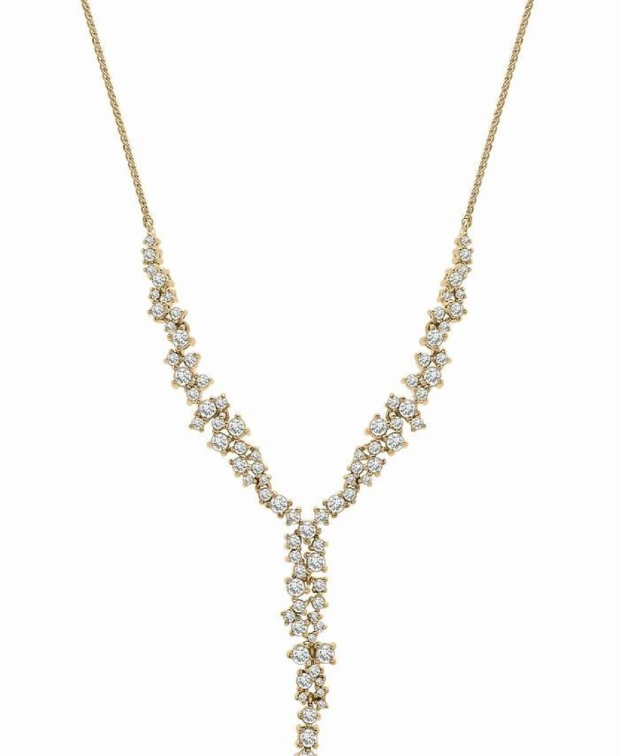 Hot * Wrapped In Love Diamond Scatter Cluster Drop Statement Necklace (2 Ct. T.W.) In 14K Gold, 16 + 2 Extender, Created For Macy'S Yellow Gold