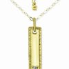 New * Giani Bernini Cubic Zirconia Dog Tag Pendant Necklace In 18K Gold-Plated Sterling Silver, 16 + 2 Extender, Created For Macy'S Gold Over Silver