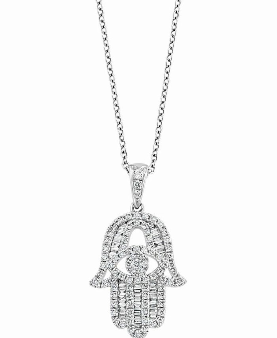 Best * Effy Collection Diamond Hamsa Hand 18 Pendant Necklace (1/2 Ct. T.W.) In 14K White Gold White Gold