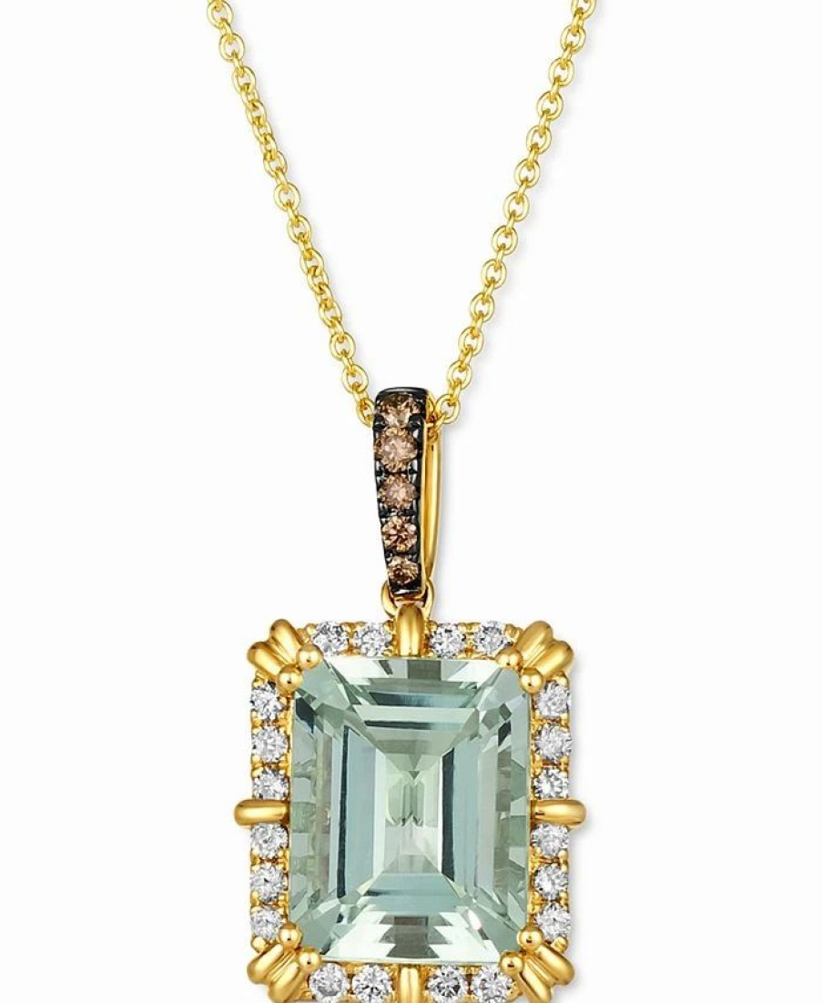 Wholesale * Le Vian Mint Julep Quartz (3-3/4 Ct. T.W.) & Diamond (1/3 Ct. T.W.) Adjustable 20 Pendant Necklace In 14K Gold Mint Julep Quartz