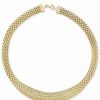 Best * Italian Gold Wide Mesh Graduated 18 Statement Necklace In 14K Yellow Gold (Also In 14K White Gold)