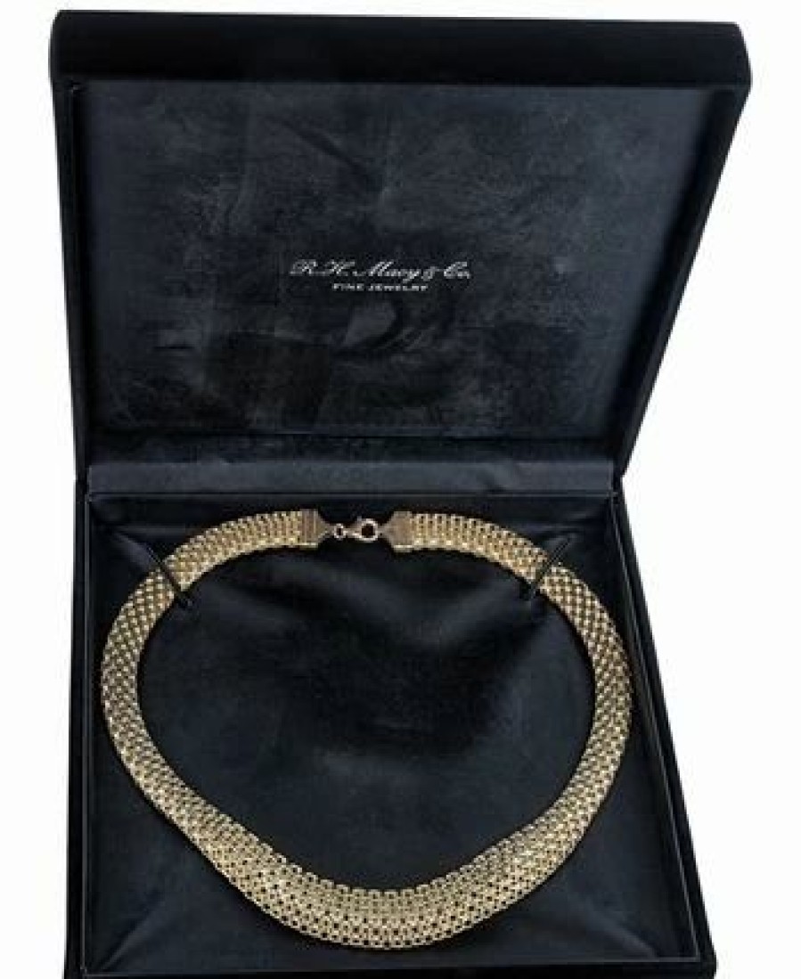 Best * Italian Gold Wide Mesh Graduated 18 Statement Necklace In 14K Yellow Gold (Also In 14K White Gold)