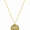 Best * Effy Collection Diamond (1/3 Ct. T.W.) & Emerald Accent Panther Head Disc 18 Pendant Necklace In 14K Gold Yellow Gold