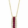 Best * Effy Collection Ruby (1-1/5 Ct. T.W.) & Diamond (1/2 Ct. T.W.) Vertical 18 Pendant Necklace In 14K Gold Ruby