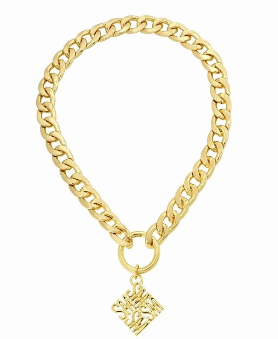 Best * Steve Madden Gold-Tone Signature Pendant Necklace Gold