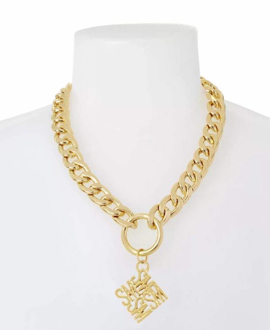 Best * Steve Madden Gold-Tone Signature Pendant Necklace Gold