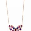 Online * Effy Collection Multi-Gemstone (1-7/8 Ct. T.W.) & Diamond (1/6 Ct. T.W.) 18 Butterfly Pendant Necklace In 14K Rose Gold Multi Gemstone