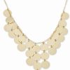 Clearance * Italian Gold Multi-Disc Dangle Disc Statement Necklace In 14K Gold-Plated Sterling Silver, 15-3/4 + 2 Extender Gold Over Silver