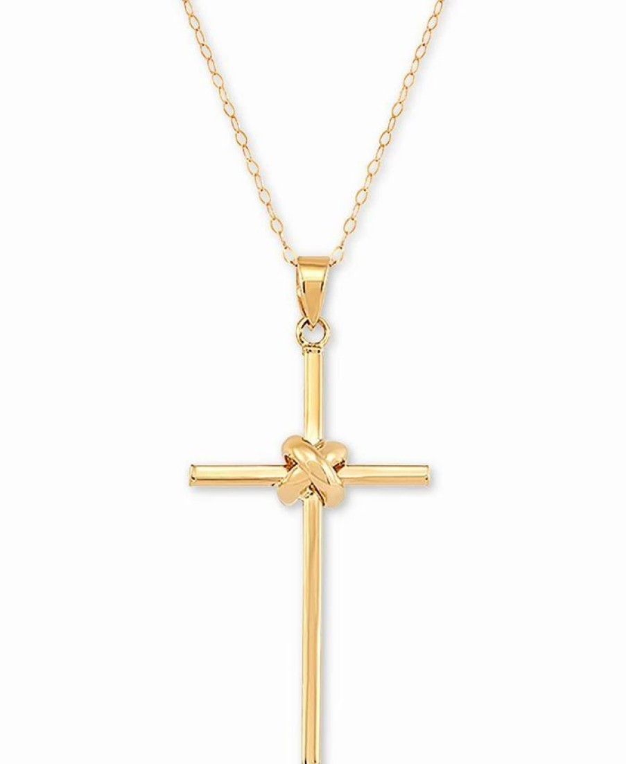 Hot * Macy'S Polished Cross 18 Pendant Necklace In 14K Gold Yellow Gold