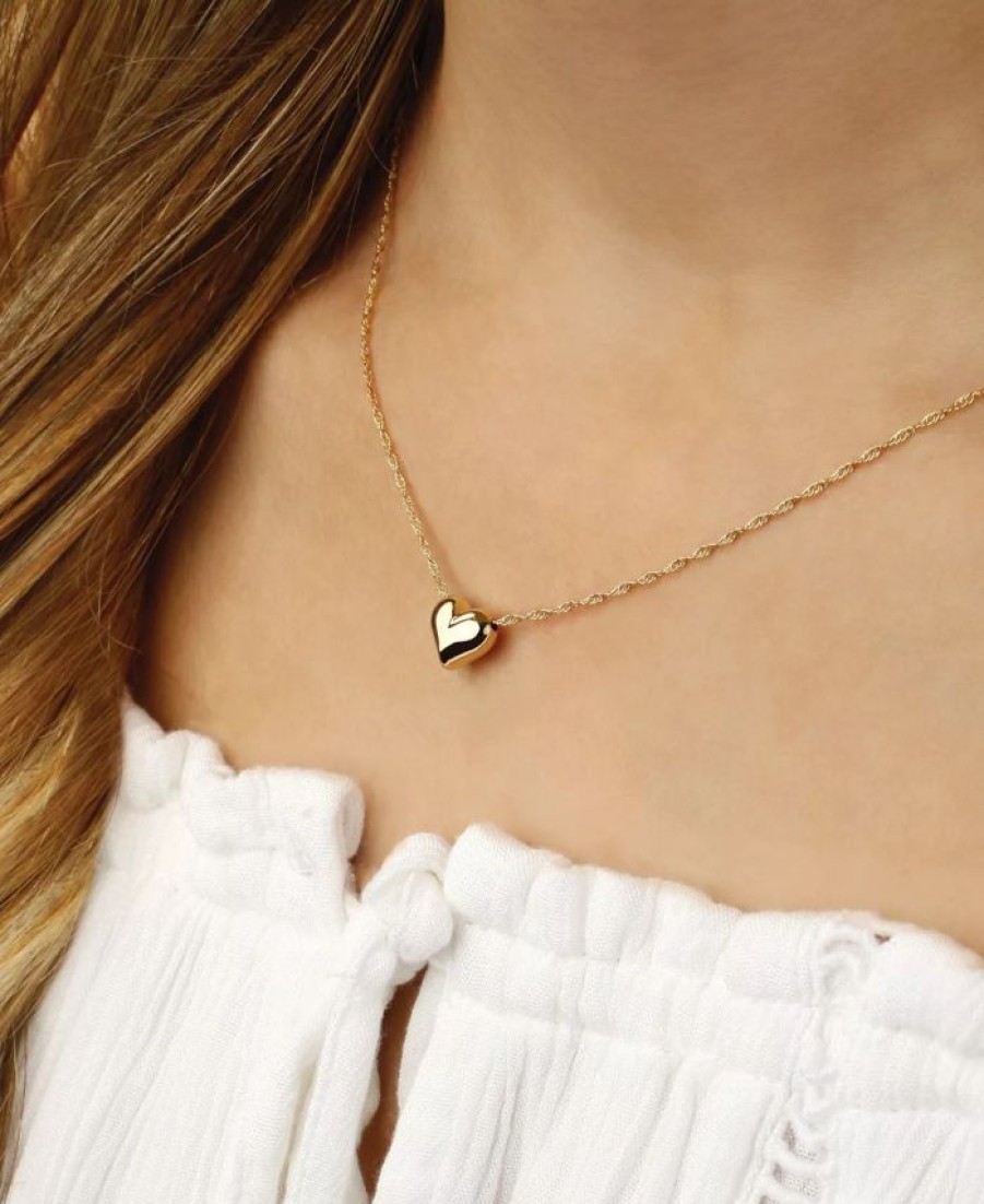 Wholesale * Macy'S Puffed Heart Necklace Set In 14K Yellow Gold Gold