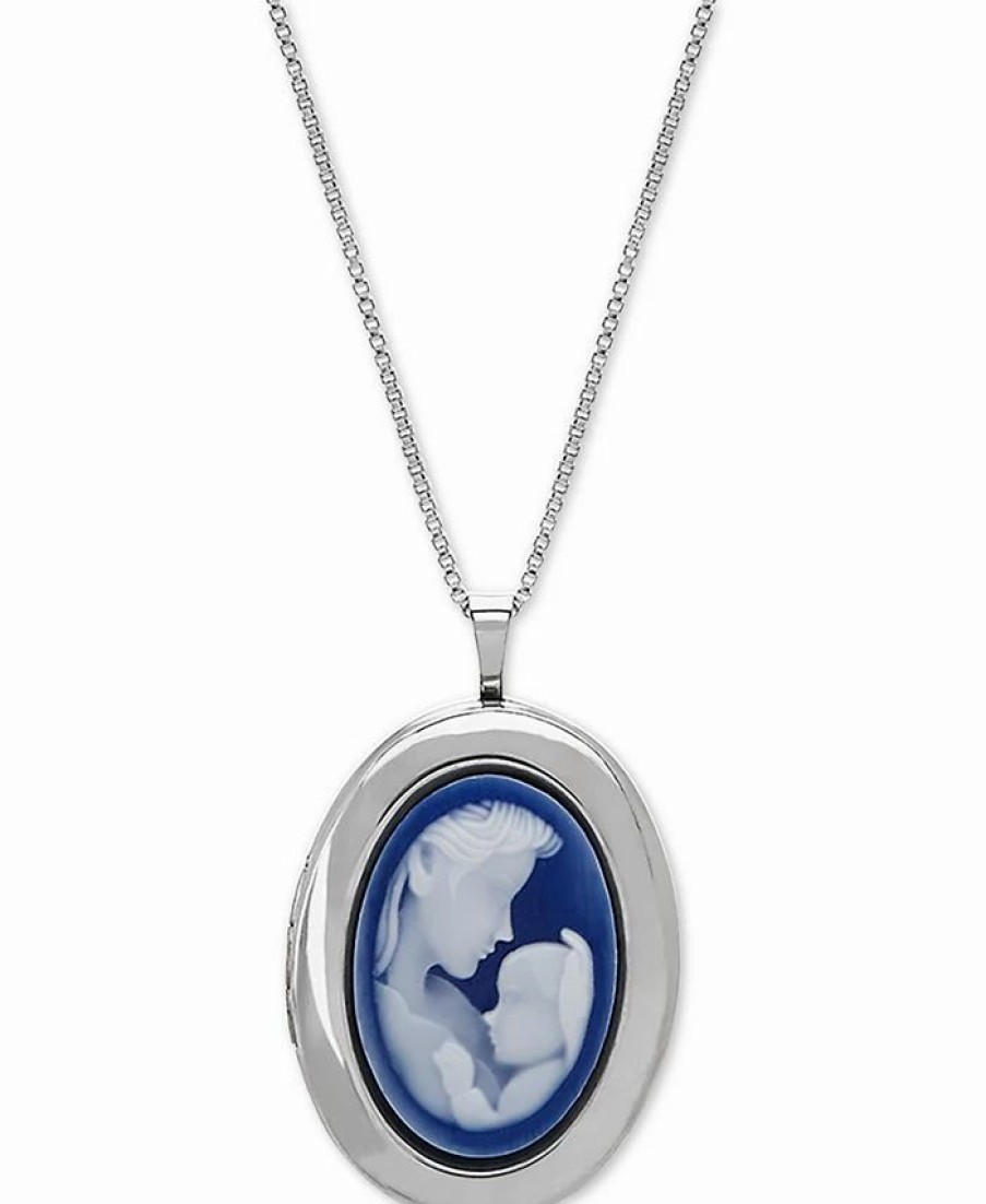 Clearance * Macy'S Other & Infant Cameo Locket 18 Pendant Necklace In Sterling Silver Sterling Silver