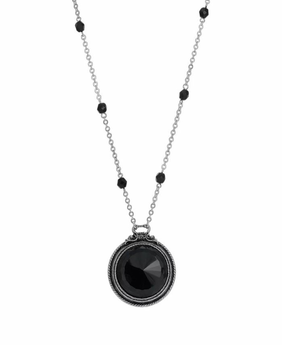 New * 2028 Round Pendant Necklace Black