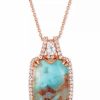 Best * Le Vian Sky Aquaprase (16 X 12Mm) & White Topaz (3/8 Ct. T.W.) 18 Pendant Necklace In 14K Rose Gold, Created For Macy'S Rose Gold