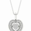 Wholesale * Macy'S Diamond Heart Halo Cluster Pendant Necklace (1/4 Ct. T.W.) In 10K White Gold, 16 + 2 Extender White Gold