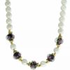 Hot * 2028 Gold-Tone Imitation Pearl And Black Floral Beaded 15 Adjustable Necklace White