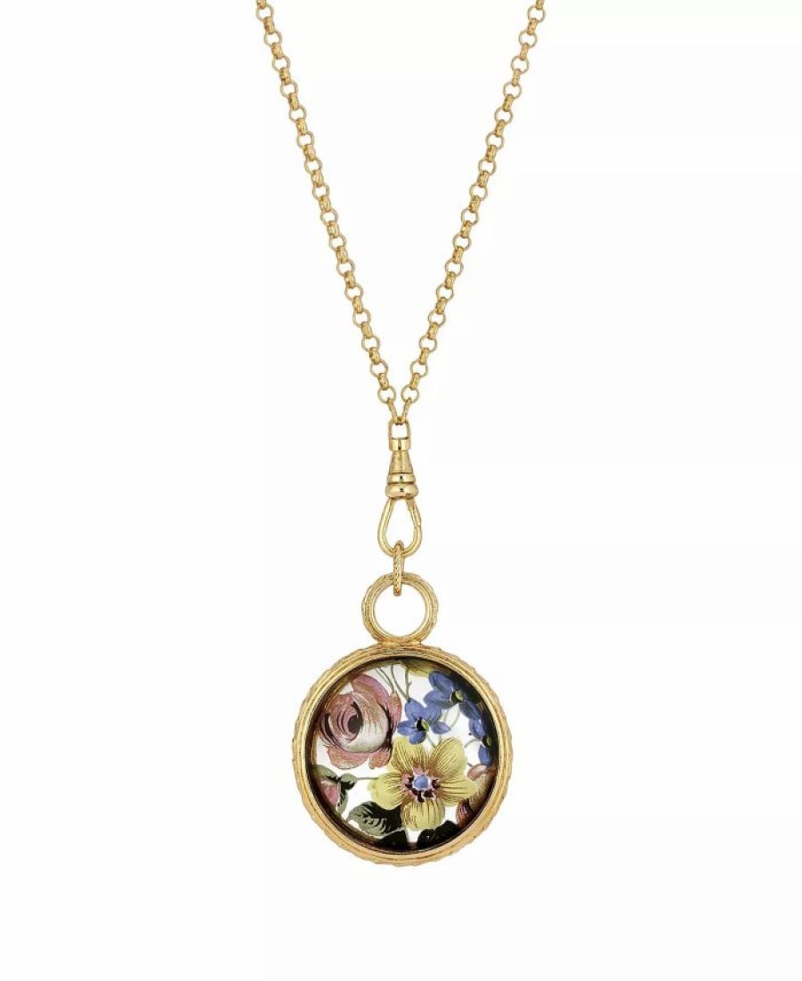 Best * 2028 Round Floral Antique Necklace Multi