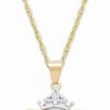 Online * Disney Children'S Princess Tiara 15 Pendant Necklace In 14K Gold Yellow Gold