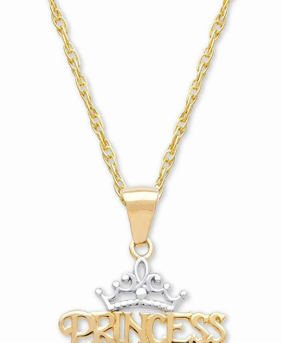 Online * Disney Children'S Princess Tiara 15 Pendant Necklace In 14K Gold Yellow Gold