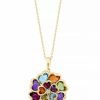 Wholesale * Effy Collection Multi-Gemstone (9-1/6 Ct. T.W.) & Diamond Accent Heart Cluster 18 Pendant Necklace In 14K Gold Multi Color