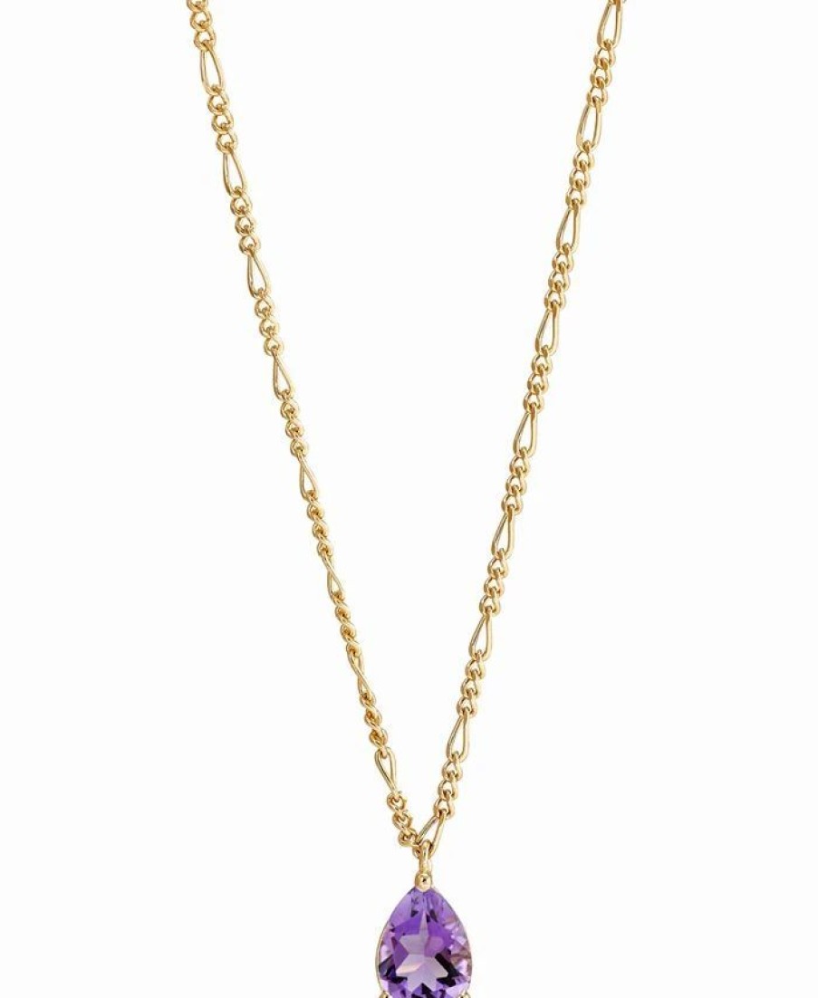 Best * Macy'S Amethyst Pear Solitaire Pendant Necklace (1 Ct. T.W.) In 14K Gold-Plated Sterling Silver, 16 + 2 Extender Amethyst