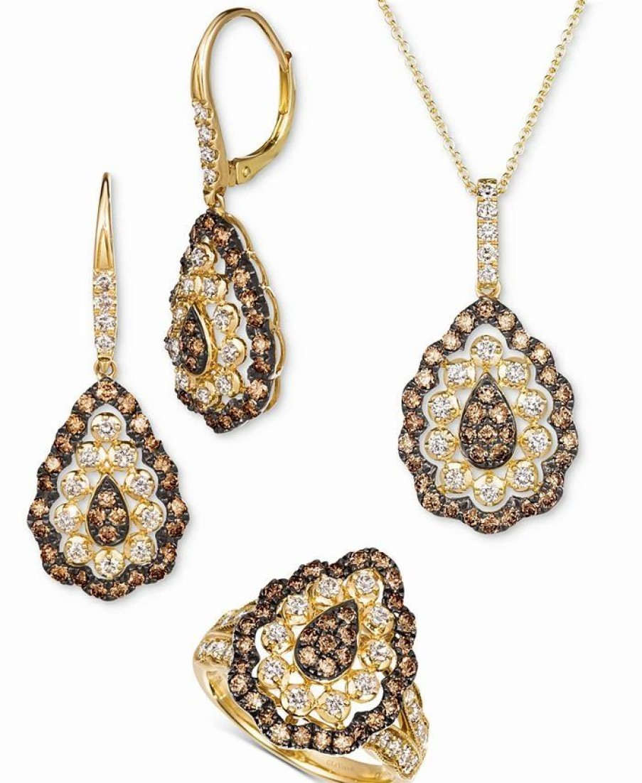 Wholesale * Le Vian Chocolate Diamond & Nude Diamond Teardrop Cluster Jewelry Collection In 14K Gold